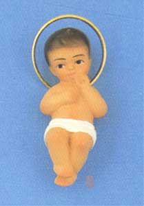 Gesù Bambino in gesso con dito in bocca cm. 6