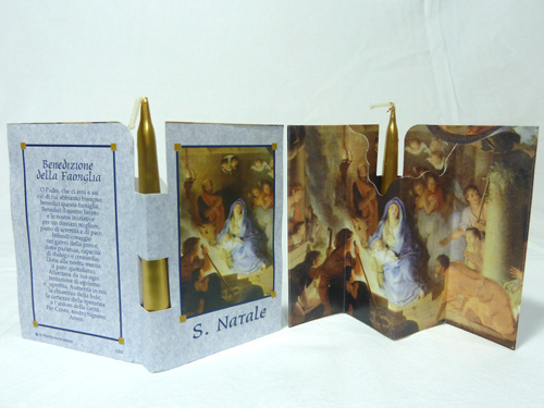 Cartoncino con candela e preghiera della famiglia cm. 7,5 x 11,5
